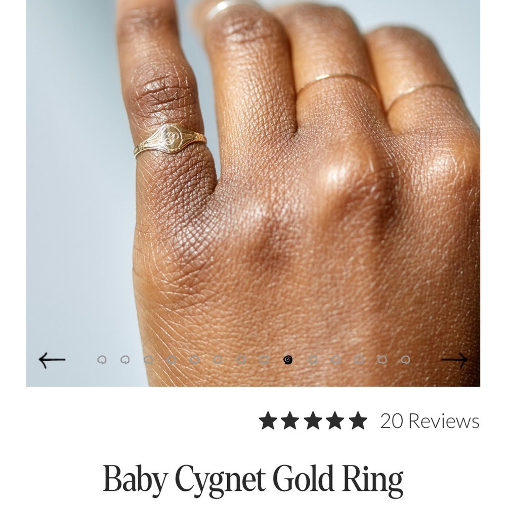 Catbird baby cygnet gold ring